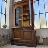 Old XL Napoleonic oak glass bookcase, 19th century