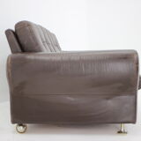 1970s Danish Brown Leather 2 Seater Sofa