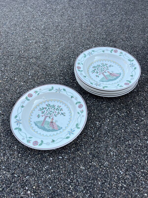 Lot de 6 assiettes creuses 1981 sampler Villeroy et Boch