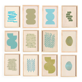 Collection de 12 peintures sur papier encadrées col.froid