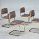 1970s, set of 4 pcs Italian dining chairs in Bauhaus style.
