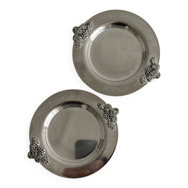 2 dessous de bouteille en métal brillant