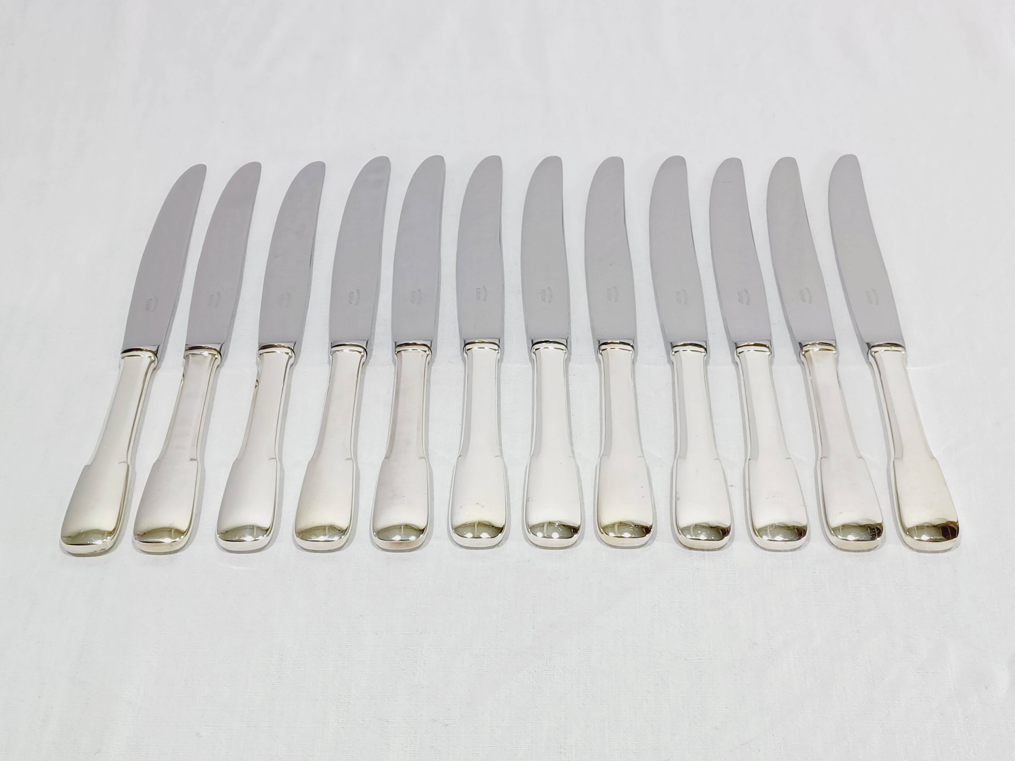 Europ - 12 silver-plated metal knives Uniplat