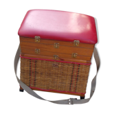 Rattan and skaï work box signed Soudexvinyl