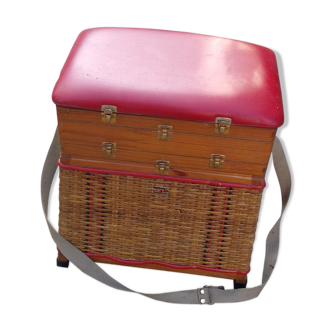 Rattan and skaï work box signed Soudexvinyl