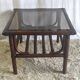 Rattan coffee table and smoked glass 60-70s