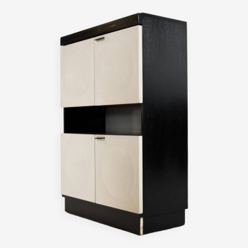 Black and White Oak Brutalist Bar Cabinet