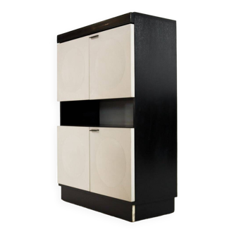 Black and White Oak Brutalist Bar Cabinet