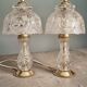 Pair of cut crystal and brass lamps - European production 1950