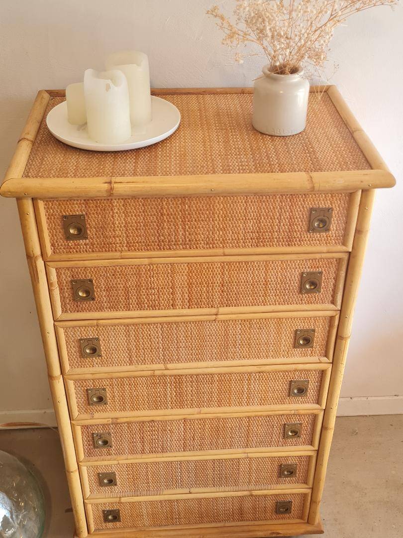 Dal Vera rattan chest of drawers, Italy circa 1970