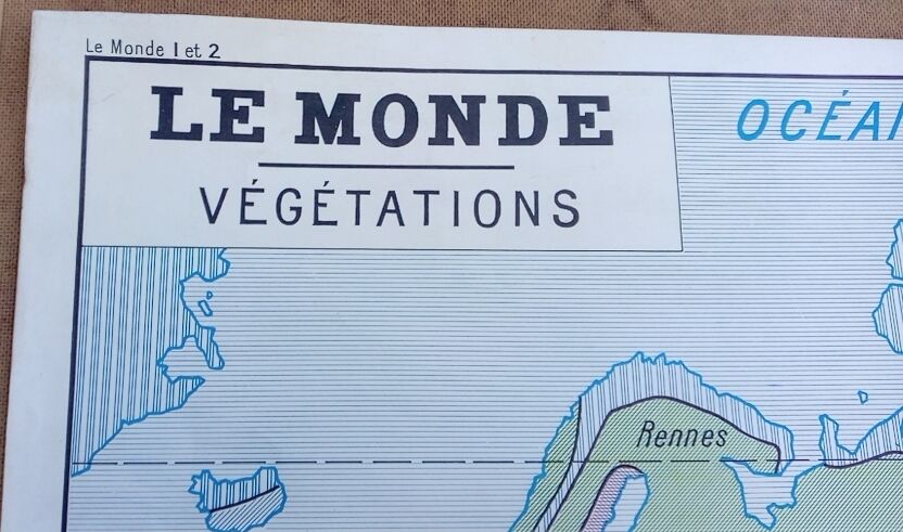 School poster wall map rossignol montmorillon le monde vegetation 1-2