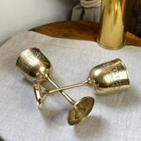 Calices, verre à pied en laiton gravés