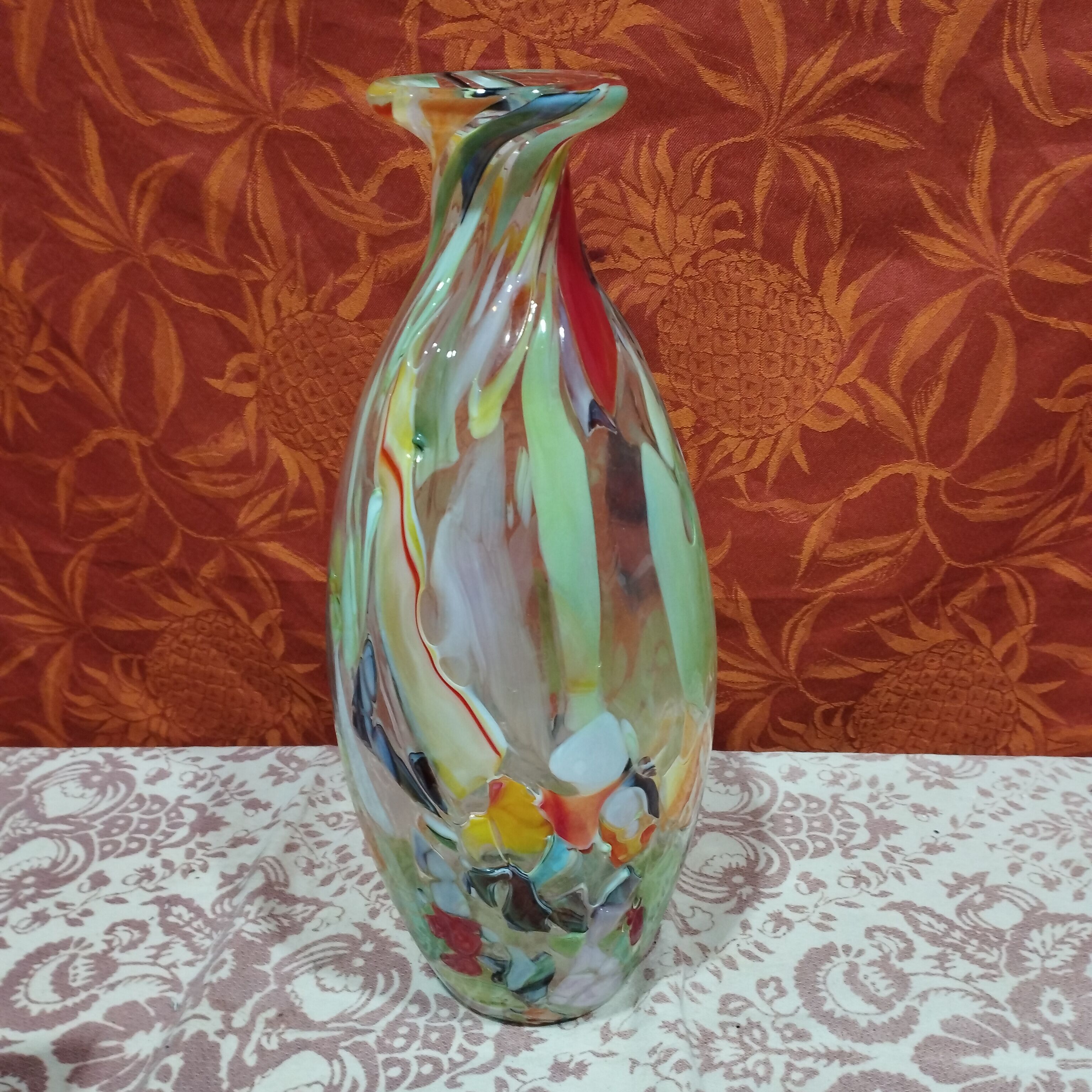 Large multicolored glass vase