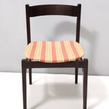 Vintage Set of Six Walnut Chairs by Gianfranco Frattini for Cassina with Stripe Patterned Orange Fab