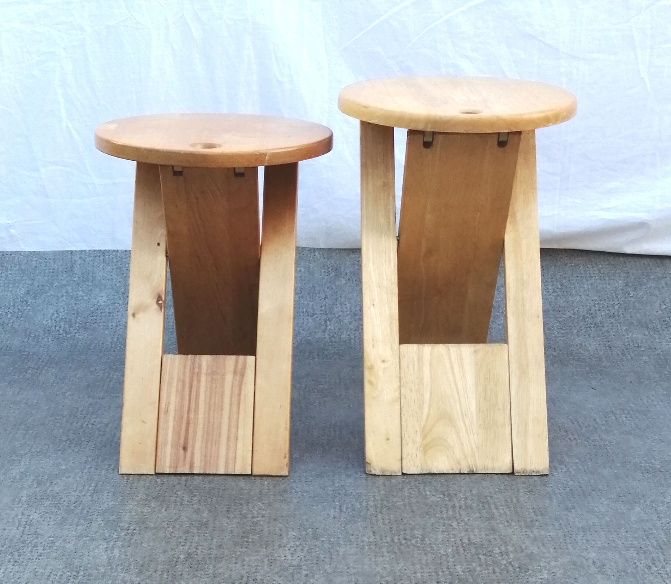Pair of Suzy folding stools by Adrian Reed for Prince Design Works 1980