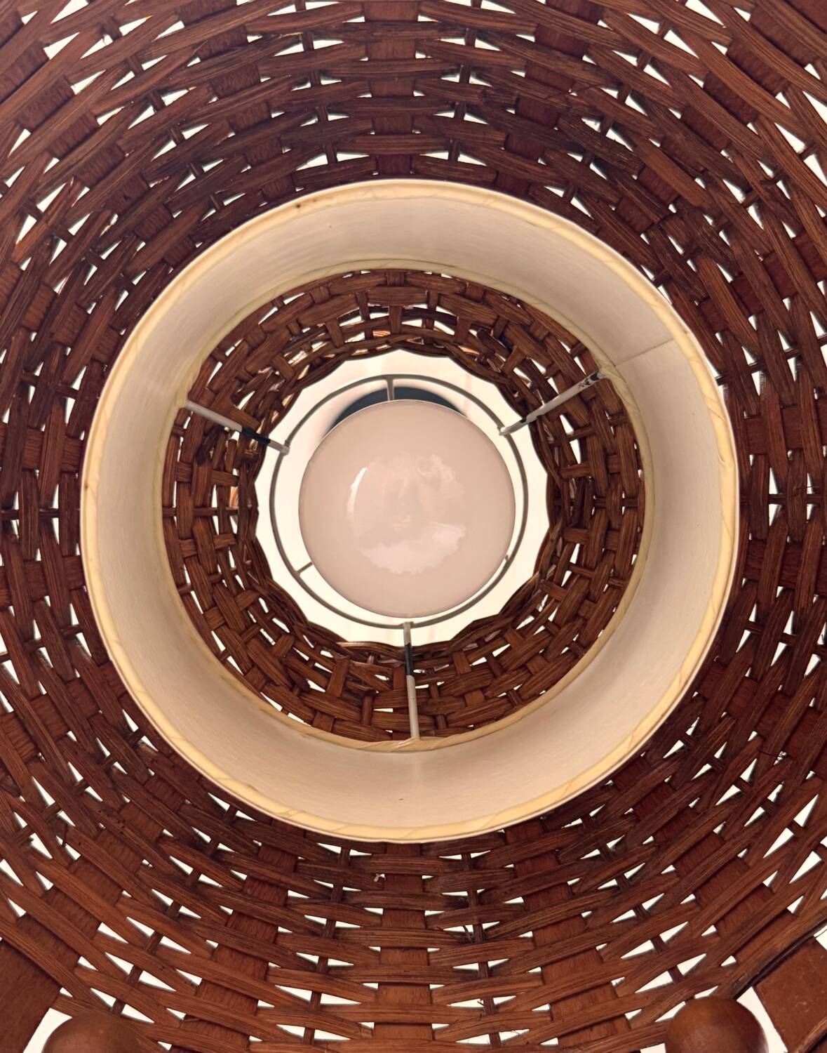 70s woven wicker pendant light