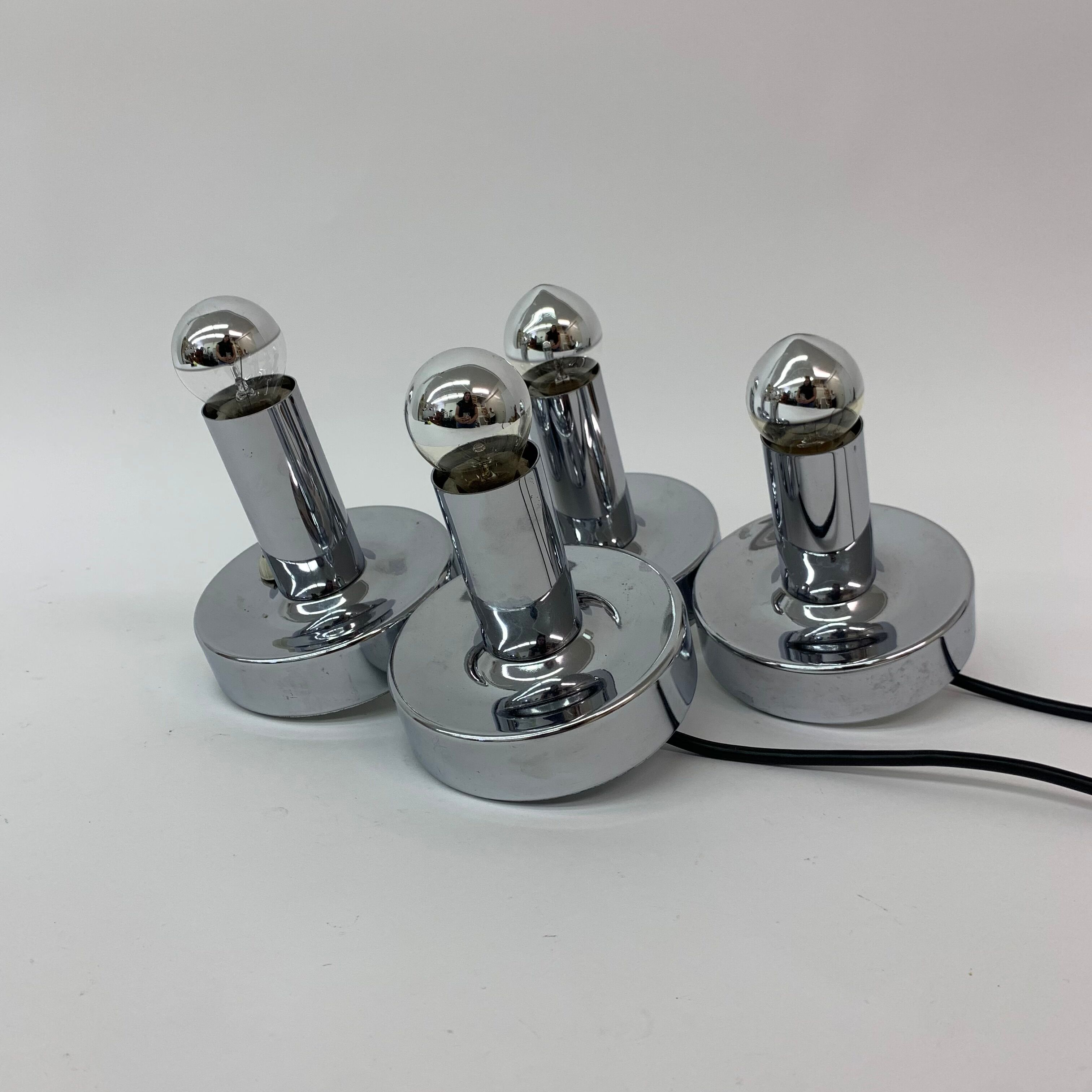 Set of 2 Space age chrome bedside lamps , 1970’s