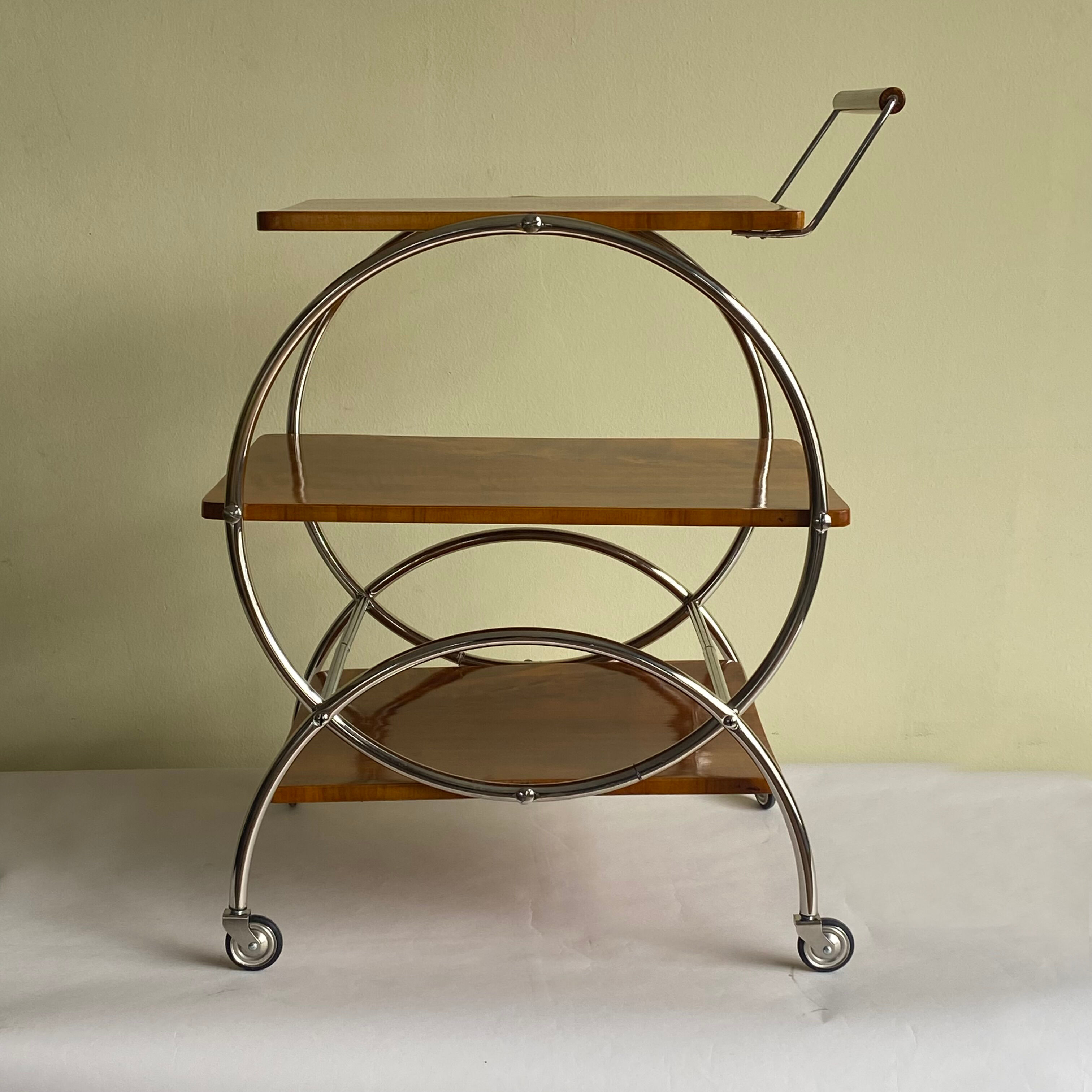 Art deco rolling bar cart, hungary 1930s