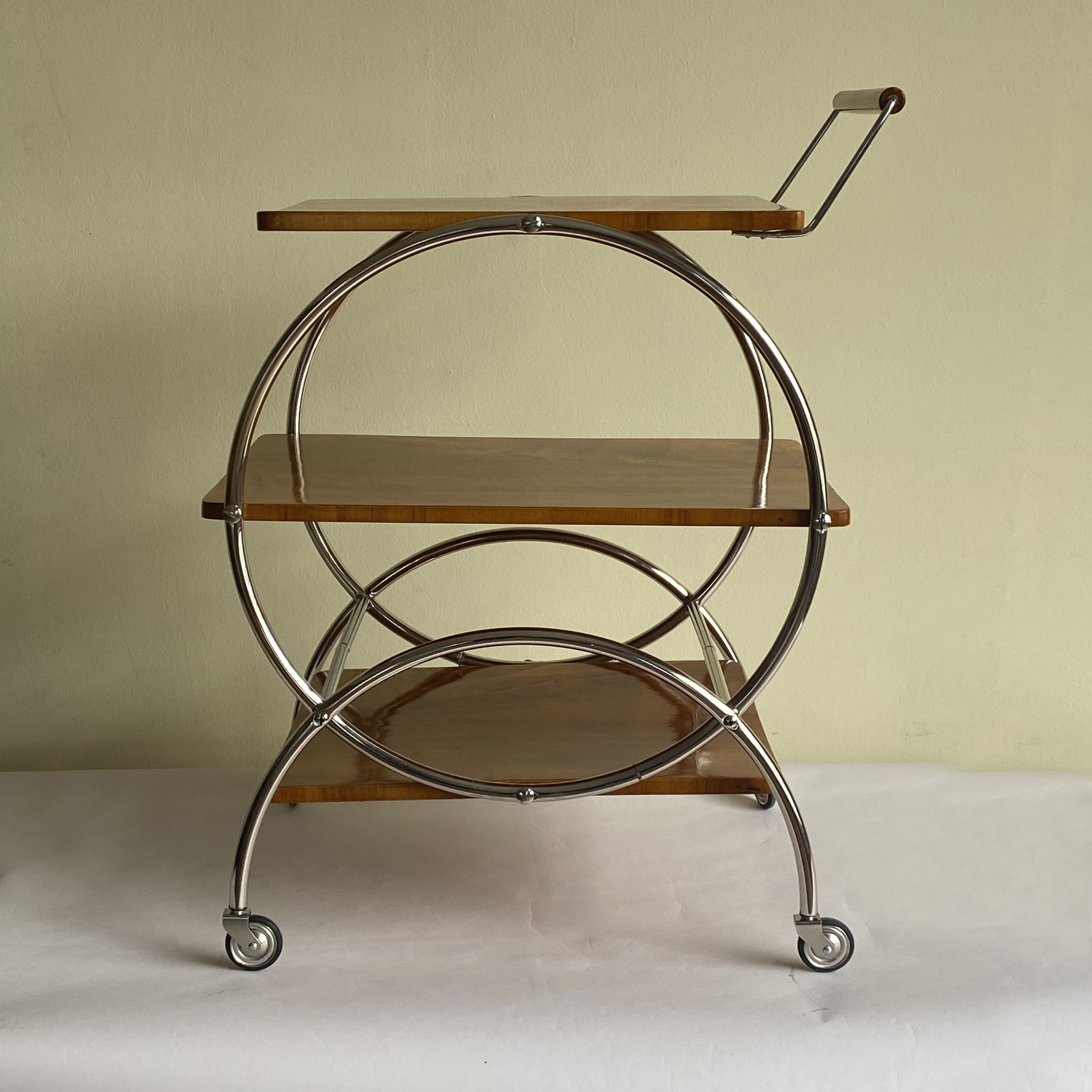 Art deco rolling bar cart, hungary 1930s