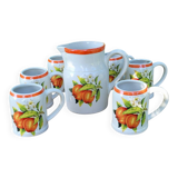 Chic vintage stoneware service campaign Digoin pitcher cup mug handmade