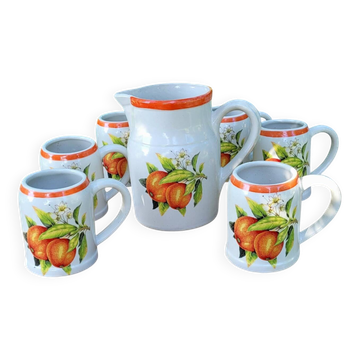 Service campagne chic vintage grés Digoin pichet tasse mug fait main