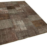 Handwoven Turkish Contemporary 170 cm x 243 cm Brown Patchwork Carpet