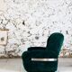 Green velvet armchair "spage age" by Beka, 1970