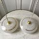 Pair of suspensions in white Clichy glass and golden edging 40s-50s