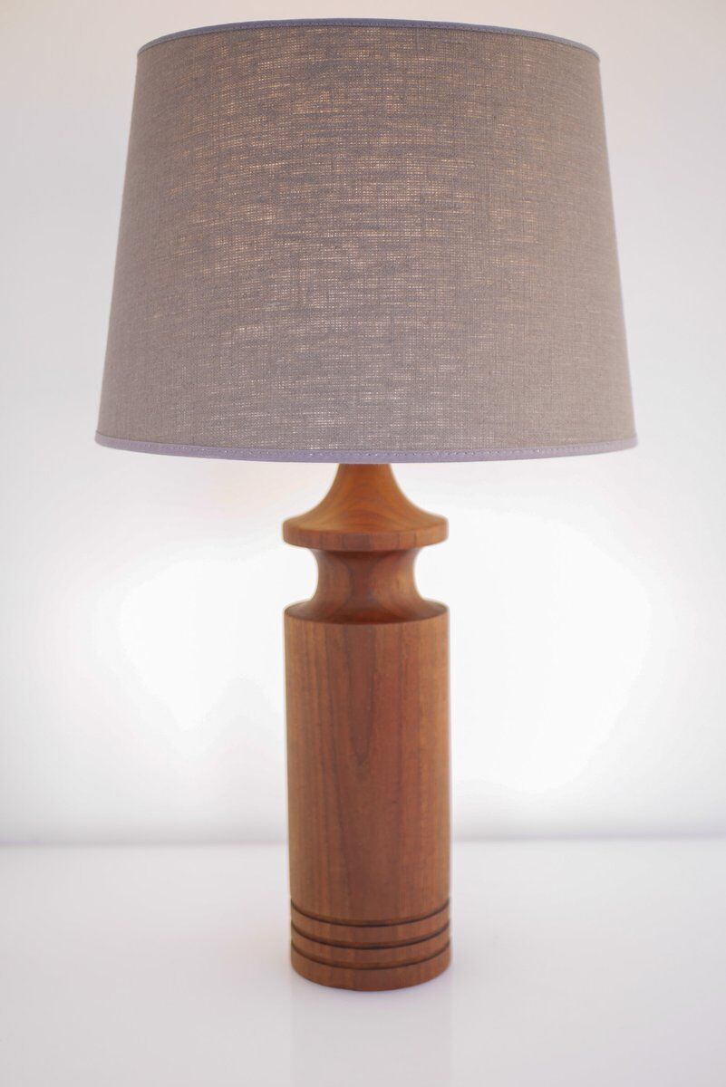 Large mid-century modern Danish teak table lamp