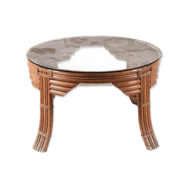 Table basse vintage en rotin