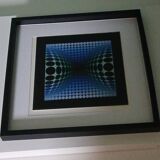 Tableau Vintage Art Optique - Victor Vasarely - Frame 40x40cm