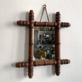 Late 19th century bamboo-style turned wooden mirror