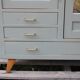 Vintage Parisian wardrobe in sage green – Mirror, hanging space and drawers