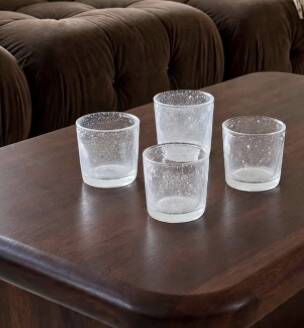 Lot 4 verres verre bullé blancs