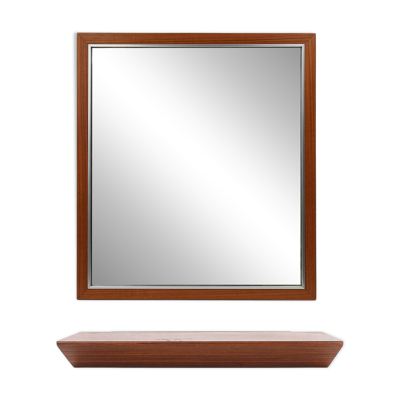 Miroir en teck du milieu du siècle avec étagère attribué à De Coene, Belgique, années 1960.