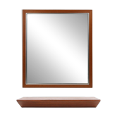 Miroir en teck du milieu du siècle avec étagère attribué à De Coene, Belgique, années 1960.