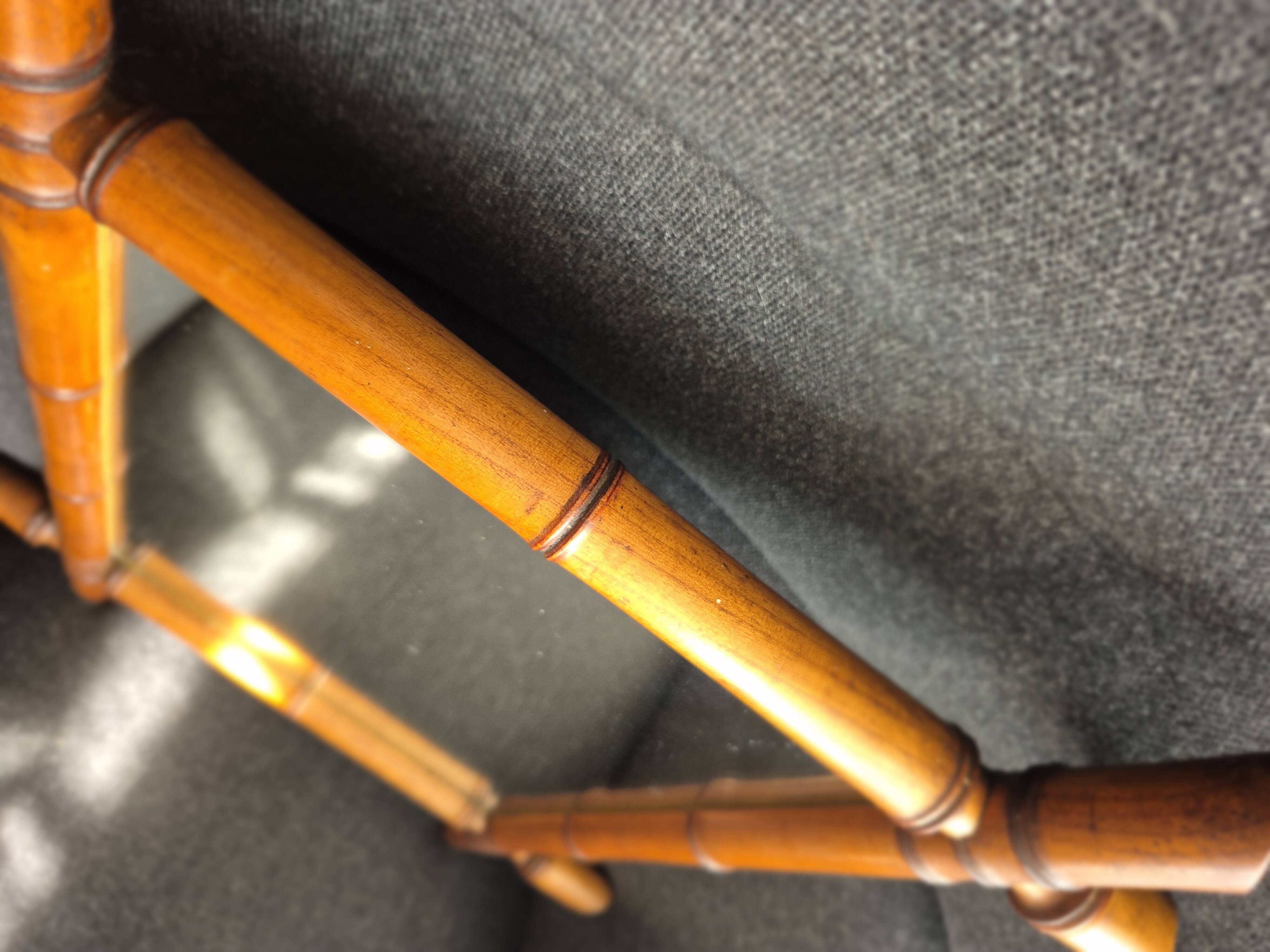 Vintage Belle Epoque Bamboo Turned Wood Mirror