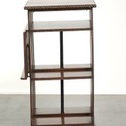 Large antique English oak book carousel from the 19th century