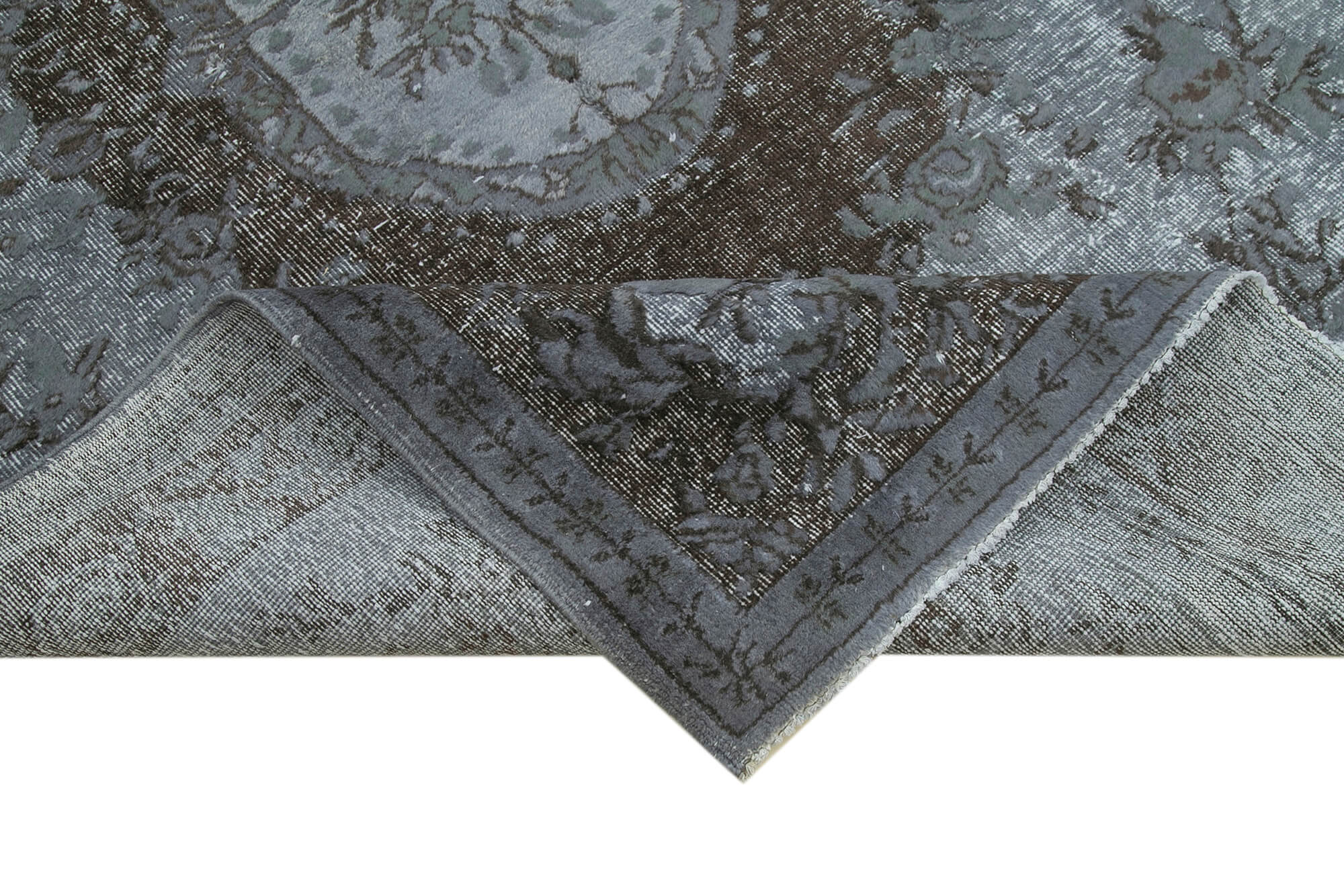 Hand-knotted bohemian turkish 1980s 174 cm x 266 cm grey rug