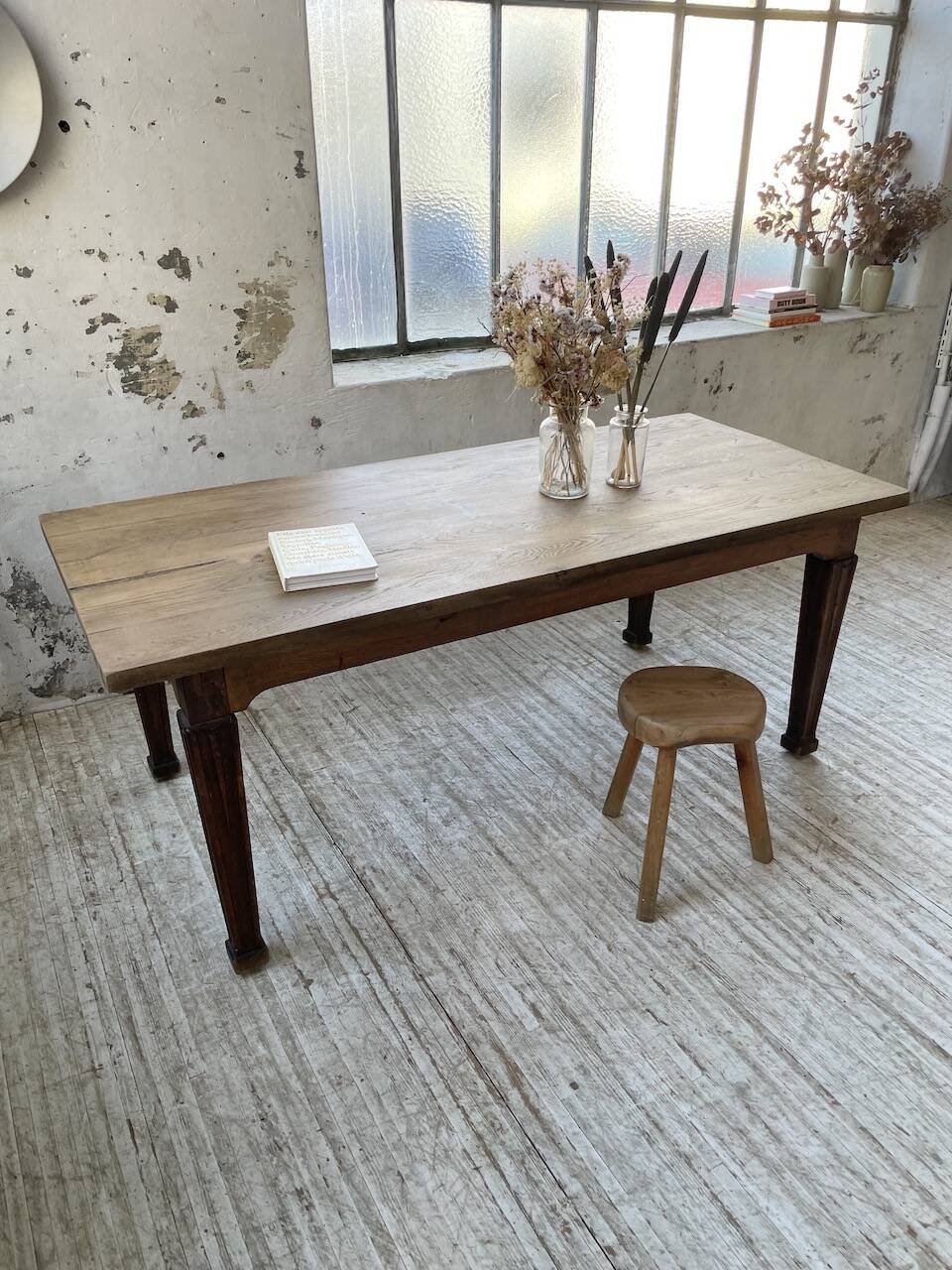 Solid oak farmhouse table 185cm