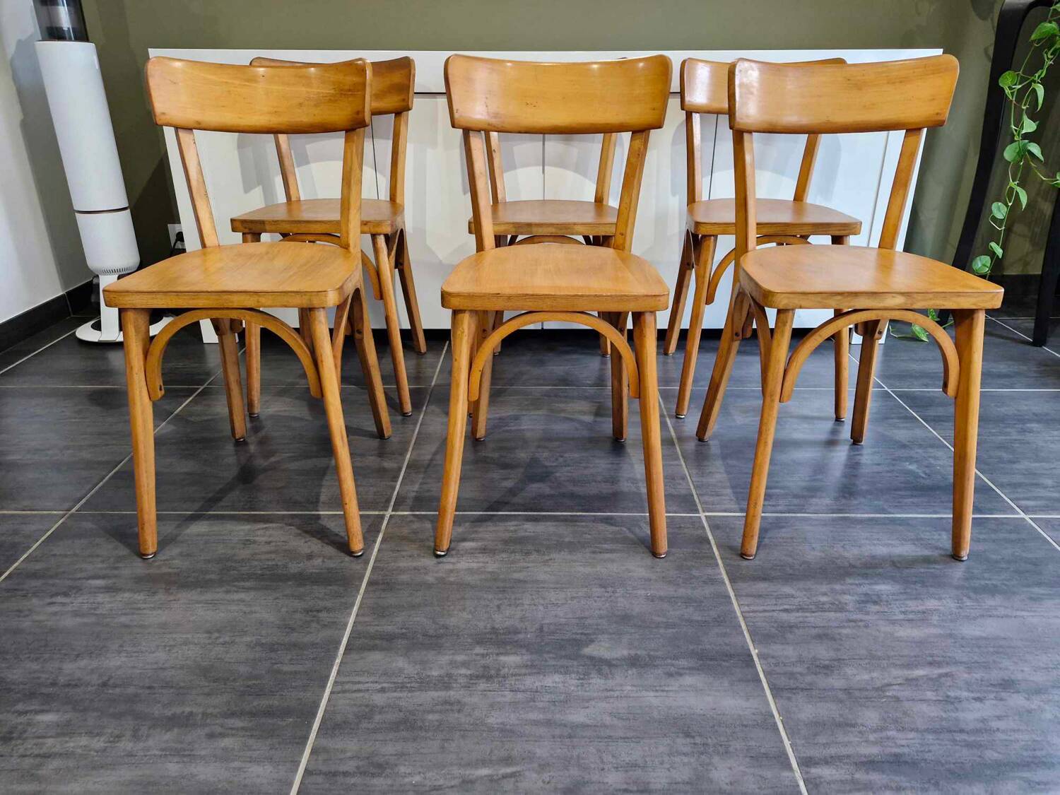 Set of 6 vintage 1970s bistro chairs