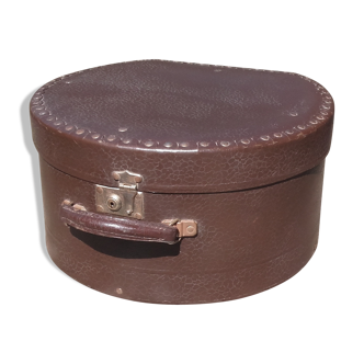 Boite à chapeau carton et cuir marron