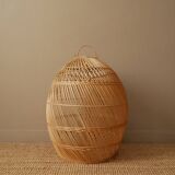 Suspension in natural wicker rattan vintage braided bohemian decoration handmade artisanal manufacturing