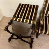 Large pair of Louis XIV style armchairs in walnut