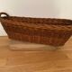 Vintage brown wicker baguette basket - long and rectangular