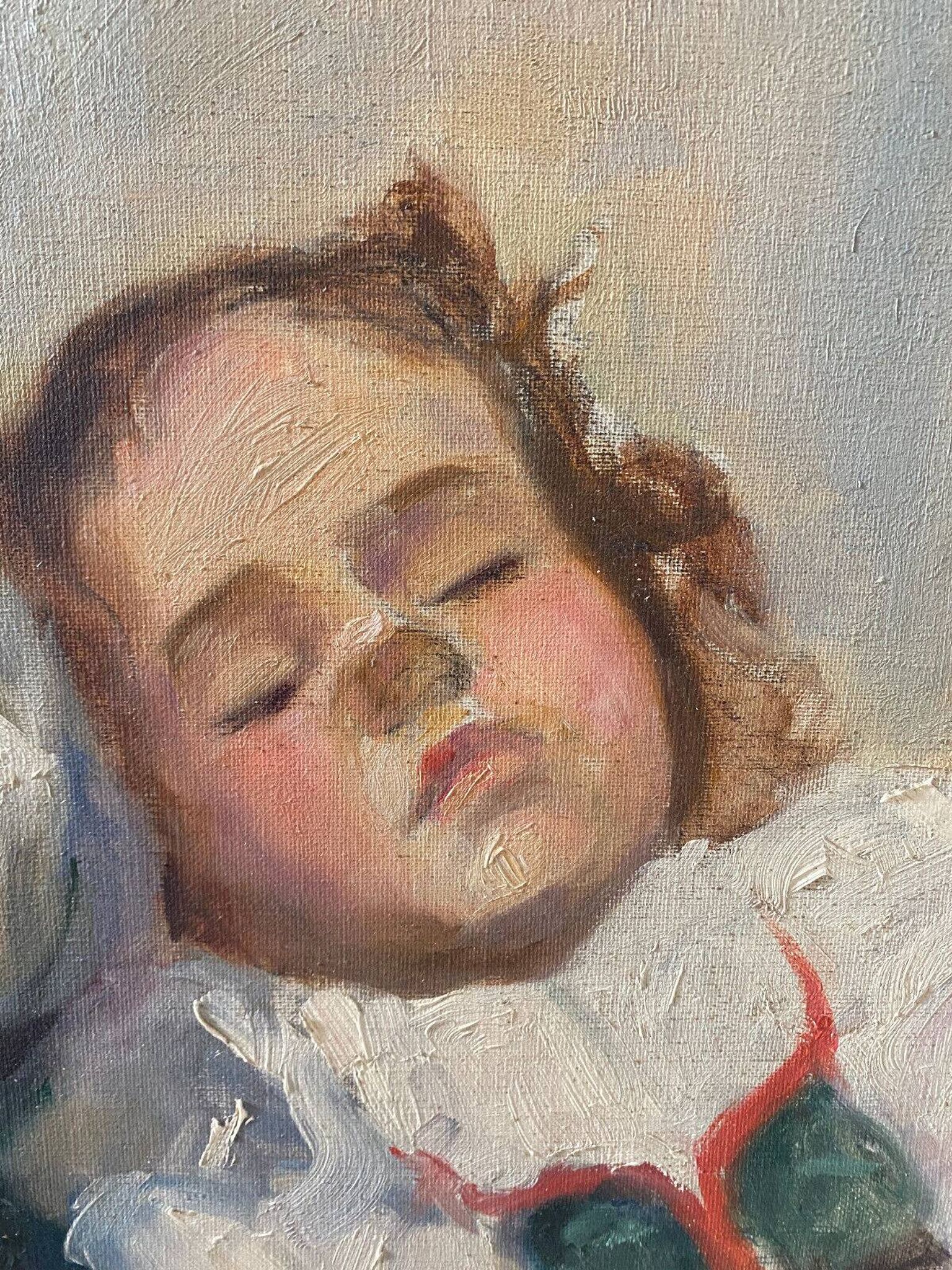 Tableau HST Belle maternité avec enfant endormi signée G. Gloria début XX°