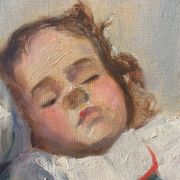 Tableau HST Belle maternité avec enfant endormi signée G. Gloria début XX°