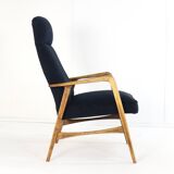 mid century vintage Fauteuil herenmodel 'Duivendrecht' donkerblauw | opnieuw bekleed