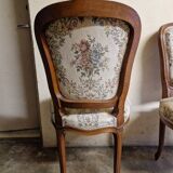 Set of 3 Louis XV style chairs - In carved and moulded wood with flowers