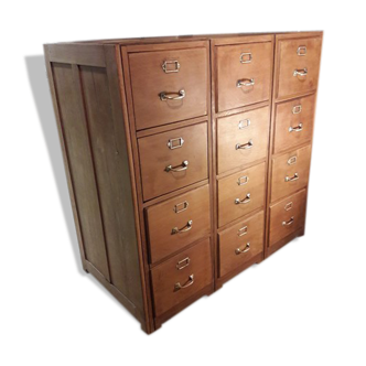 Former furniture of notary in oak 12 drawers 1930